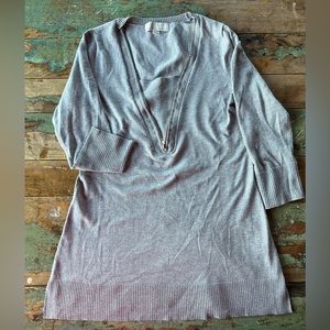 Womens Carolyn Taylor short sleeve, 2in1 looking, fitted sweater - grey, size S